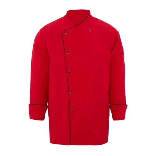 Likralı Premium Aşçı Ceketi Kırmızı - Siyah